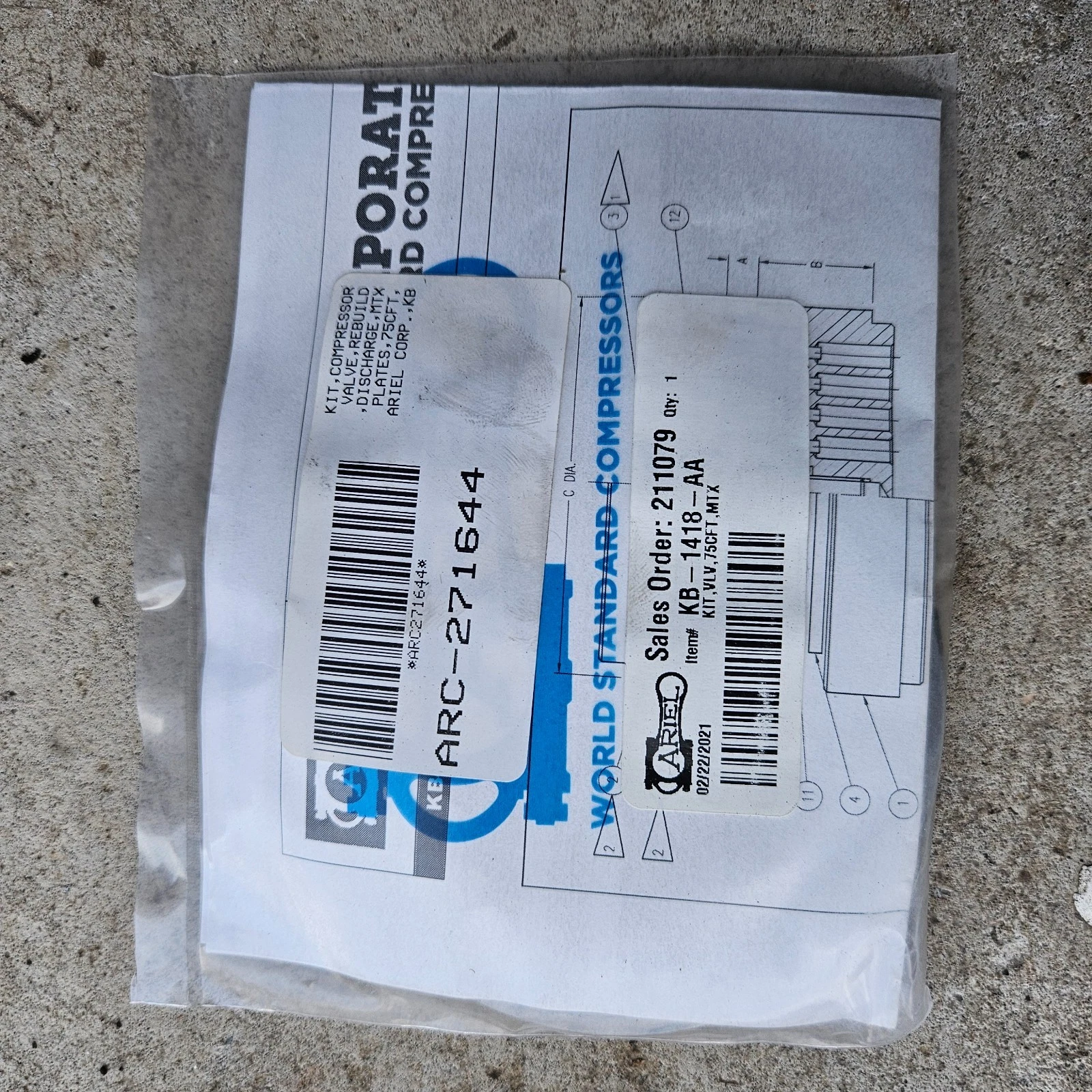 New Ariel Equipment Discharge Valve Kit KB-1418-AA