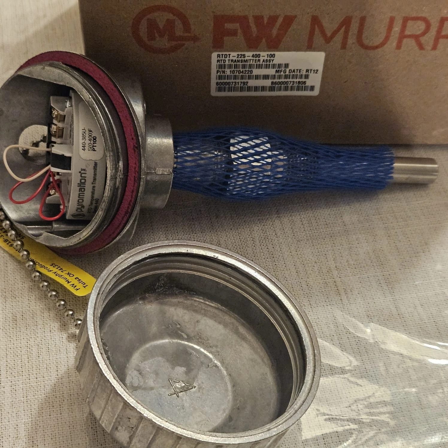 Murphy RTDT 4-20mA,0-400 deg F Temp Probe 4.5in SST Themowell